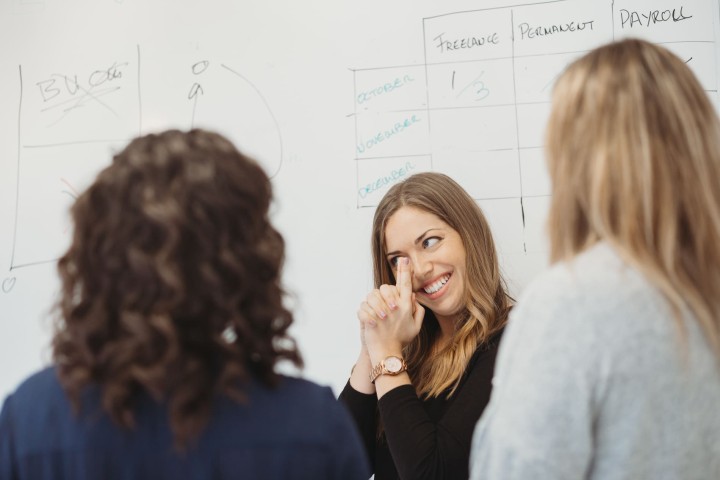 A team in a stand up meeting