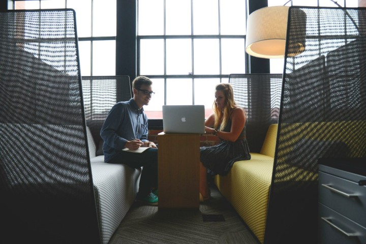 Two people at a working meeting