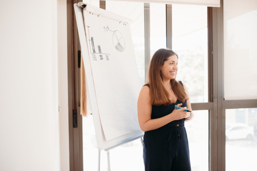 A girl giving a presentation